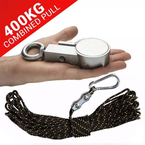 200 X™ Recovery Clamp Neodymium 400KG / 881LB Fishing Magnet with 10 Metres of Rope