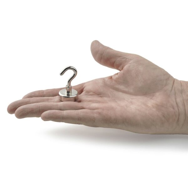 2-Pack Pot Magnet With Carabiner Hook - 25mm, 22kg Holding Force, Neodymium, Extra Strong For Hanging Tools, Keys, Decor