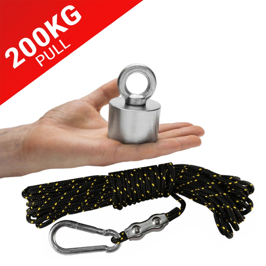 thumbnail image 2 of 250 LB Pull Strength Retrieval Recovery Magnet - Prospecting Tool, Marine Scrap, Waste Collection By PMC Supplies 2 of 6
