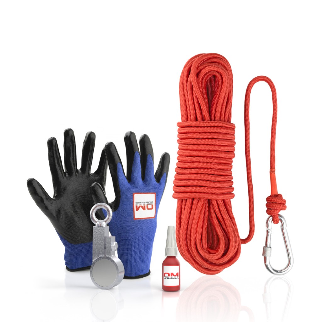 thumbnail image 2 of Red Rhino 550lb Magnet Fishing Kit - Military Grade N52 Magnet With Rope & Gloves 2 of 3